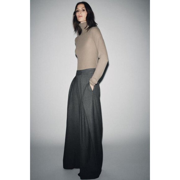 Zara Pants - ZARA WIDE-LEG PINSTRIPE TROUSERS WITH DARTS ZW COLLECTION
